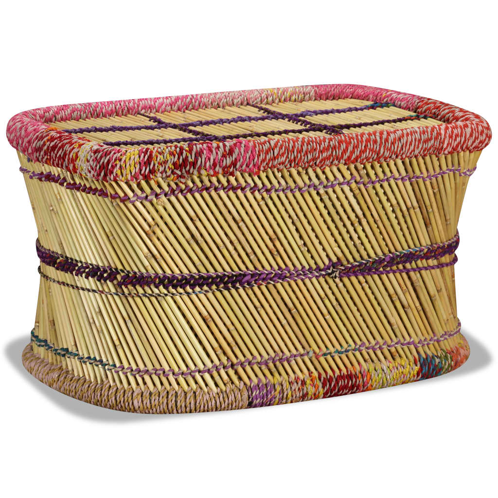 Mesa de centro con detalles chindi bambú multicolor