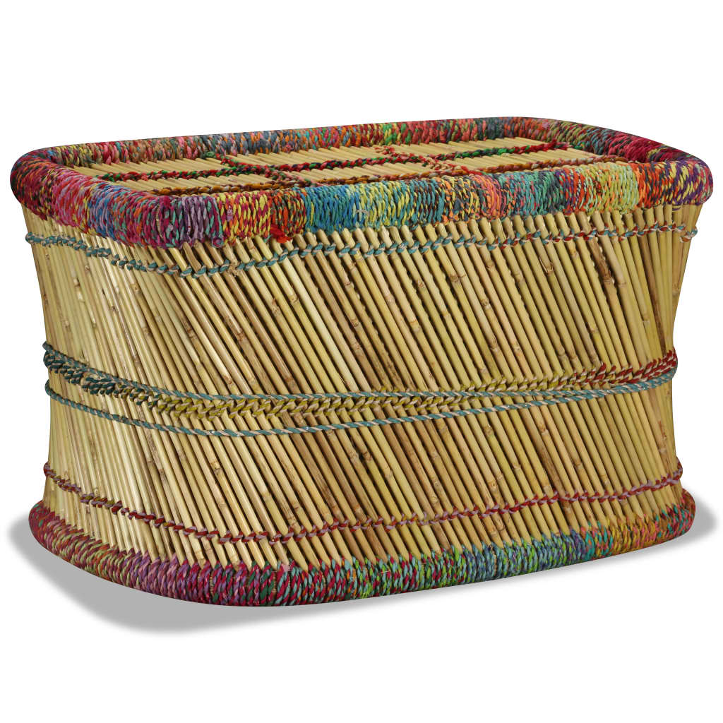 Mesa de centro con detalles chindi bambú multicolor