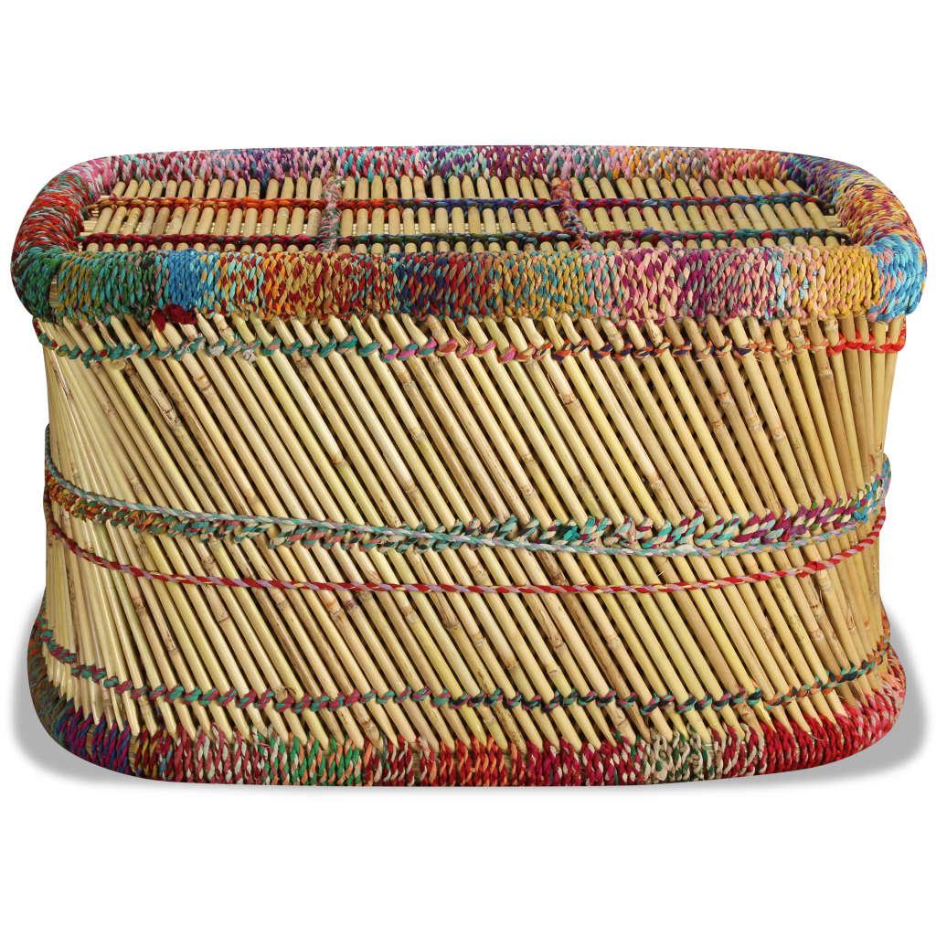 Mesa de centro con detalles chindi bambú multicolor