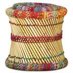 Taburetes con detalles Chindi 2 unidades bambú multicolor