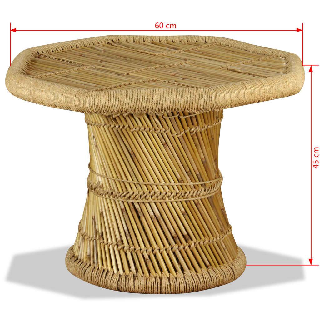 Mesa de centro octogonal de bambú 60x60x45 cm