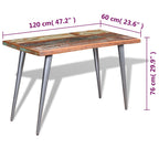 Mesa de comedor de madera maciza reciclada 120x60x76 cm