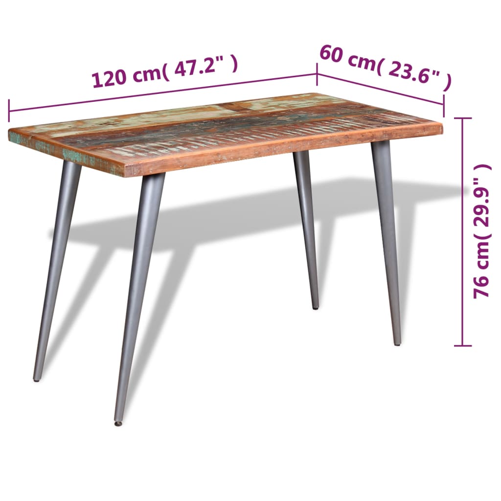 Mesa de comedor de madera maciza reciclada 120x60x76 cm