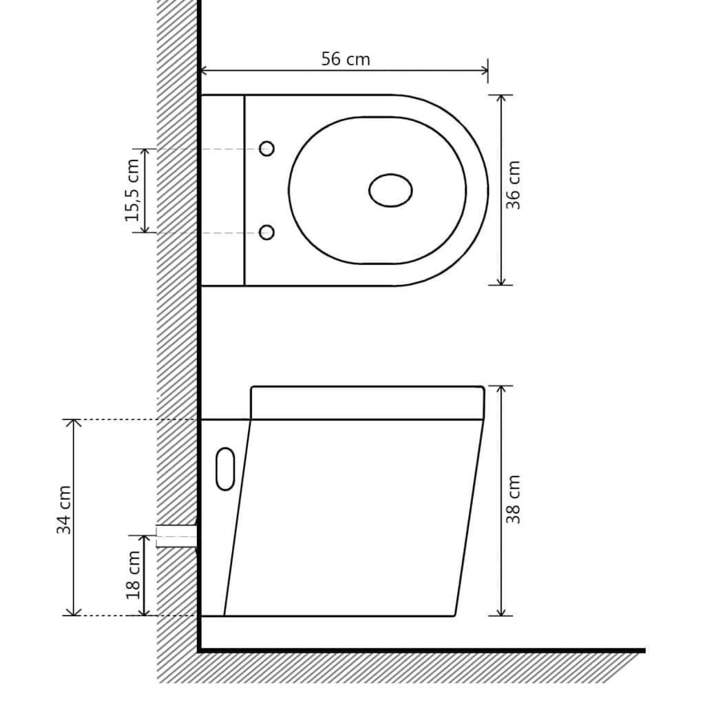 Inodoro de montaje en pared de cerámica blanco