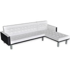 Sofá cama en forma de L cuero sintético blanco