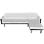 Sofá cama en forma de L cuero sintético blanco