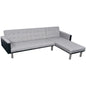 Sofá cama en forma de L de tela en negro y gris