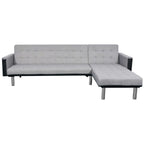 Sofá cama en forma de L de tela en negro y gris