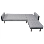 Sofá cama en forma de L de tela en negro y gris