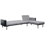 Sofá cama en forma de L de tela en negro y gris