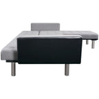 Sofá cama en forma de L de tela en negro y gris