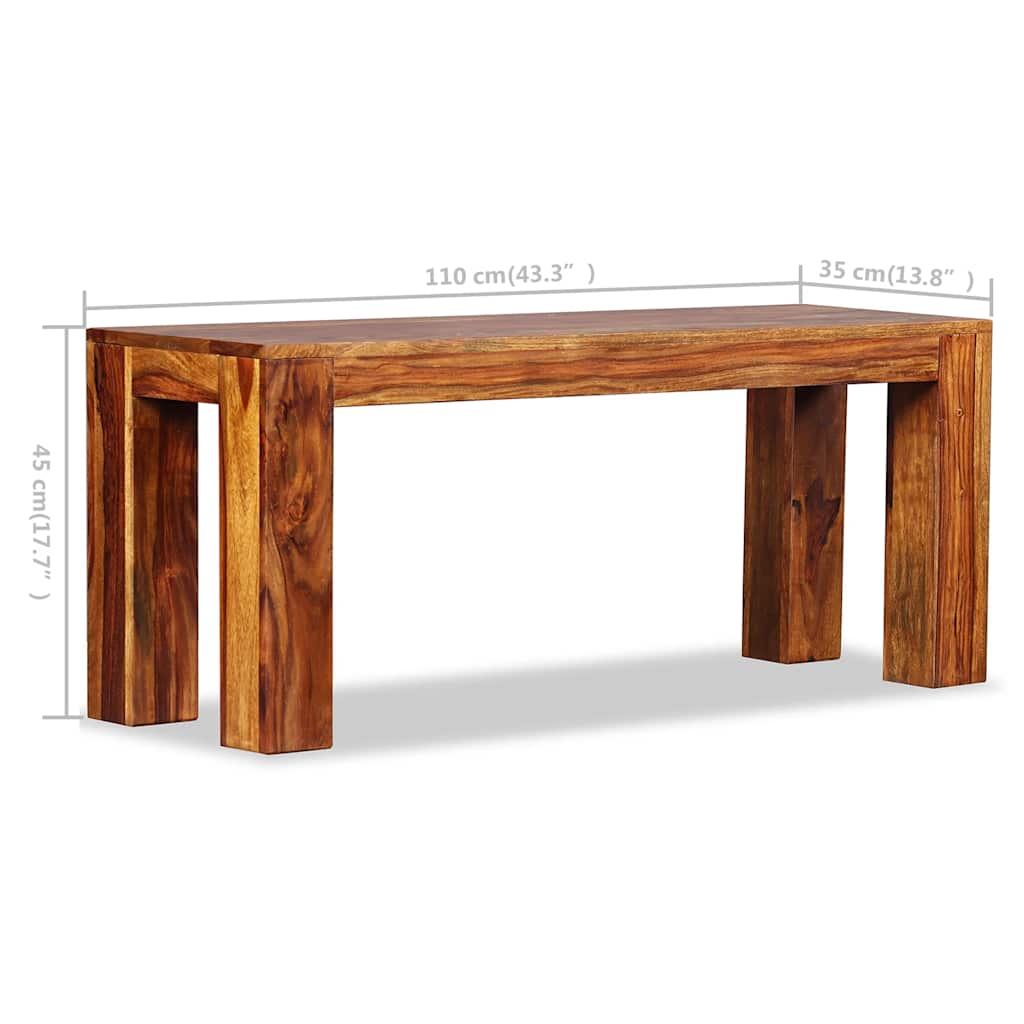 Banco de madera maciza de acacia 110x35x45 cm