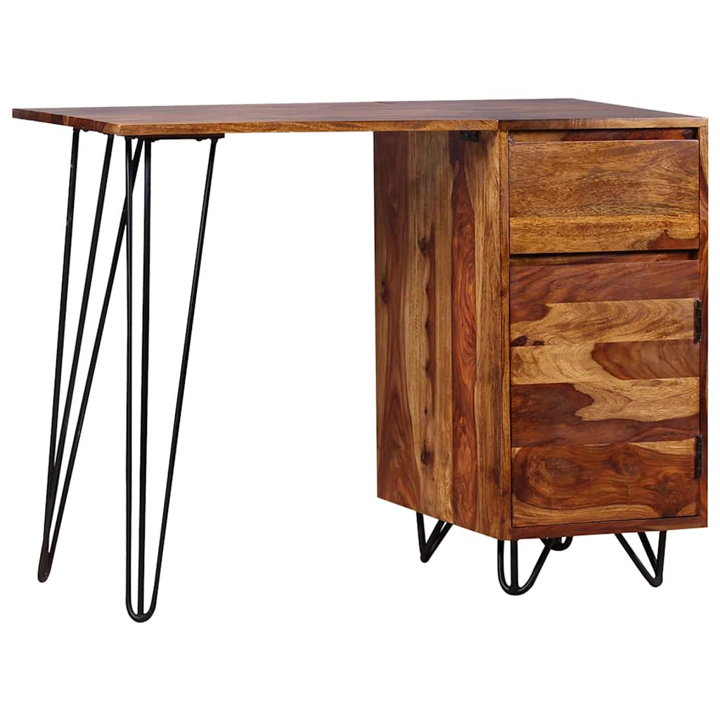 Desk with 1 drawer and 1 acacia solid wood cabinet