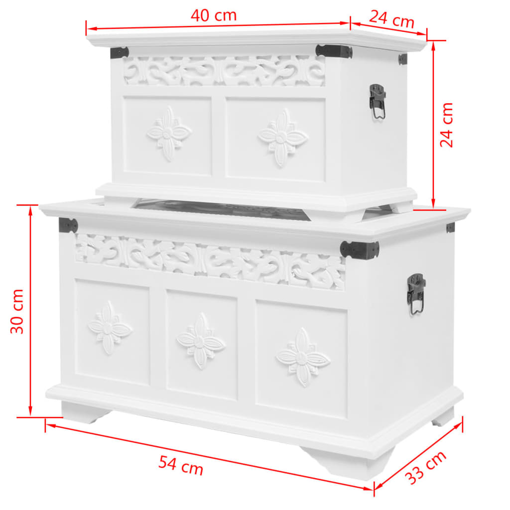 Set de baúles de almacenamiento 2 unidades blanco