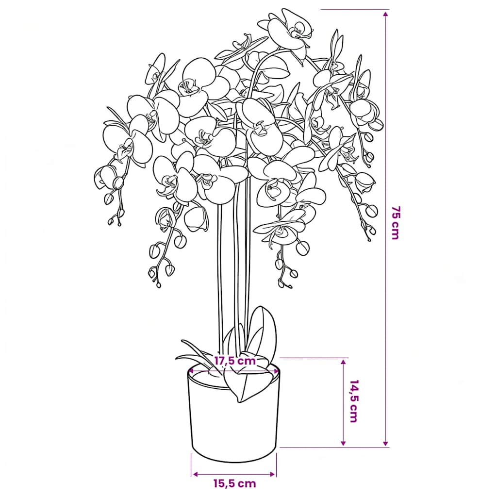 Planta de orquídea artificial con macetero blanca 75 cm