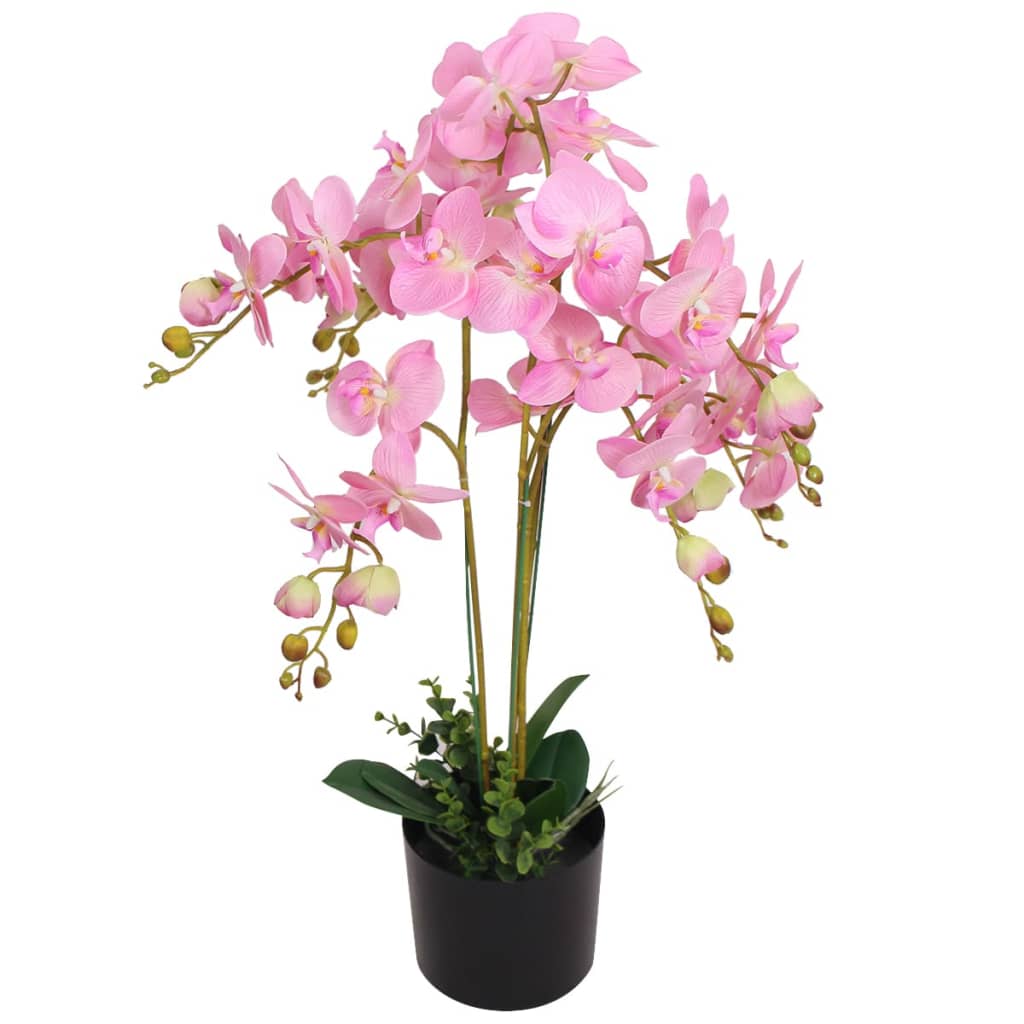 Artificial orchid plant with pink pot 75 cm