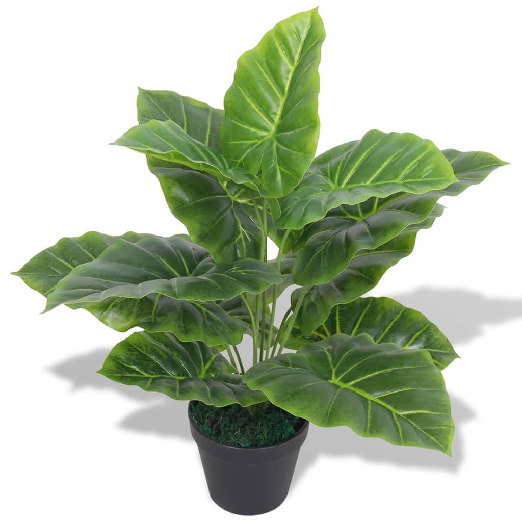 Artificial taro plant with green pot 45 cm
