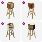 Taburete de cocina de piel de cabra y madera de teca maciza