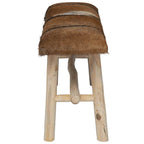 Banco de madera de teca con piel de cabra