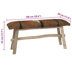 Banco de madera de teca con piel de cabra