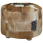 Puff redondo de pele de cabra 50x50x45 cm