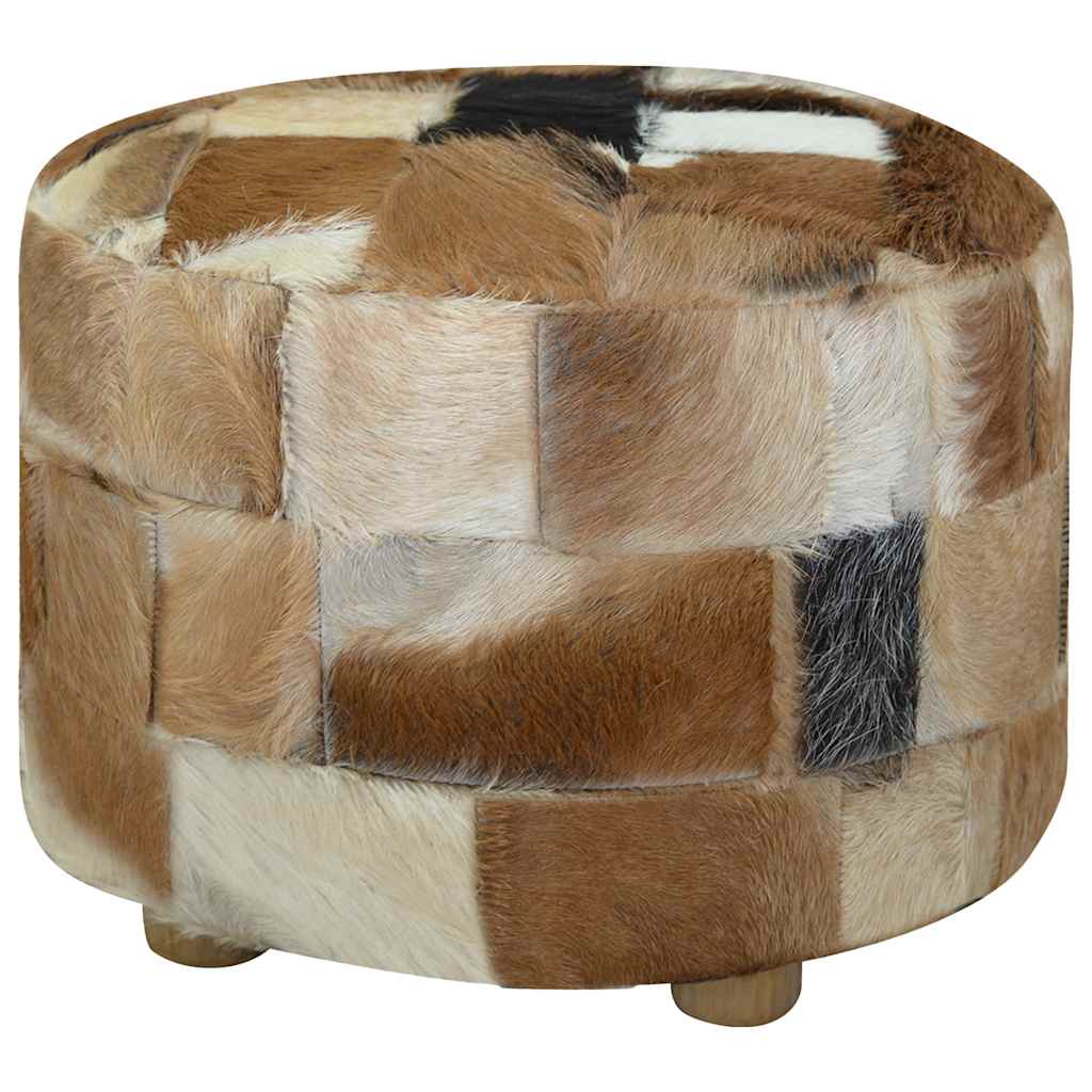Puf redondo de piel de cabra 50x50x45 cm