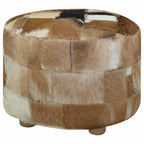 Puf redondo de piel de cabra 50x50x45 cm