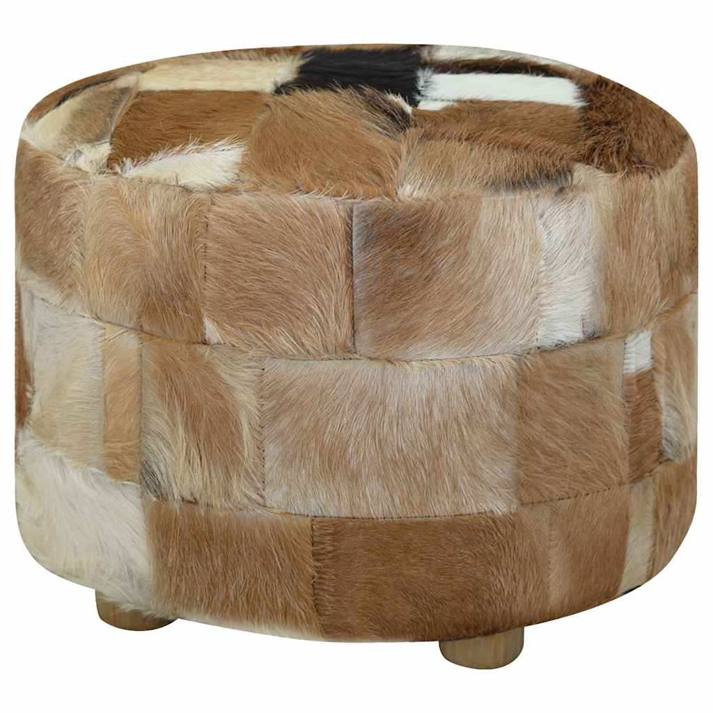 Puf redondo de piel de cabra 50x50x45 cm