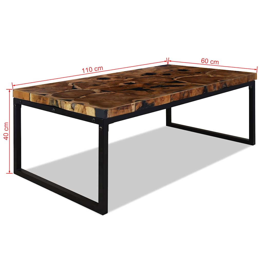 Mesa de centro de resina de teca 110x60x40 cm