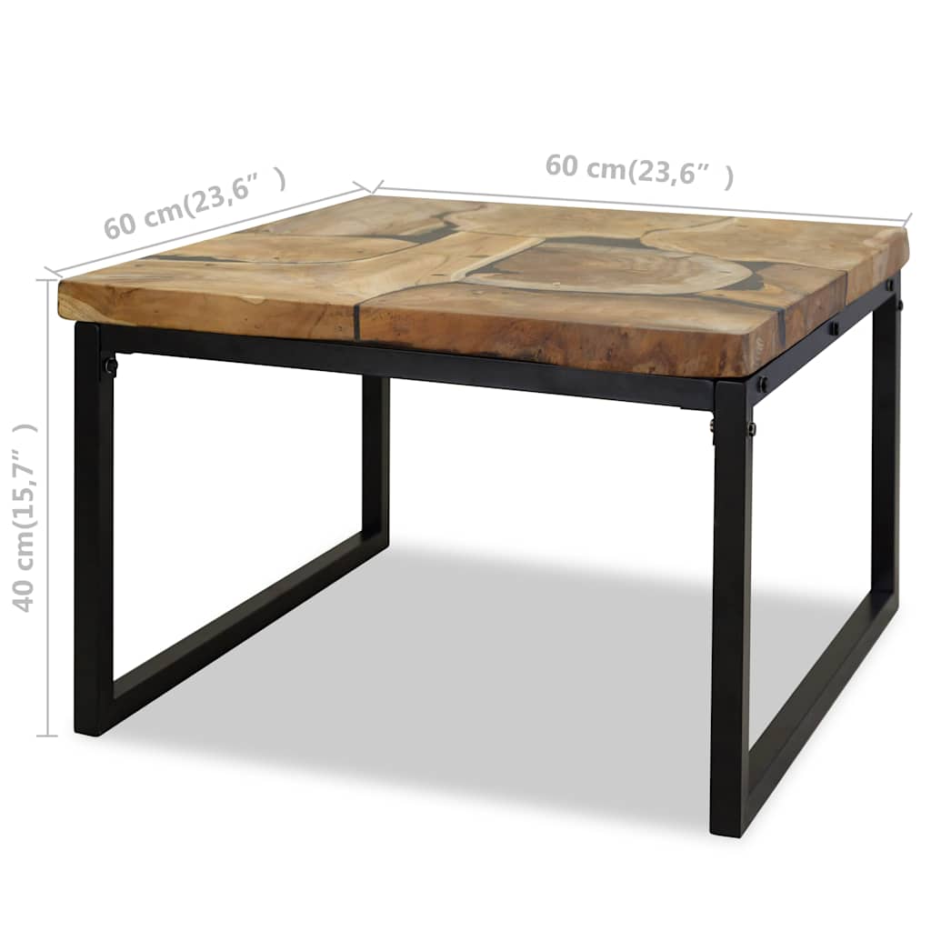 Mesa de centro de resina de teca 60x60x40 cm