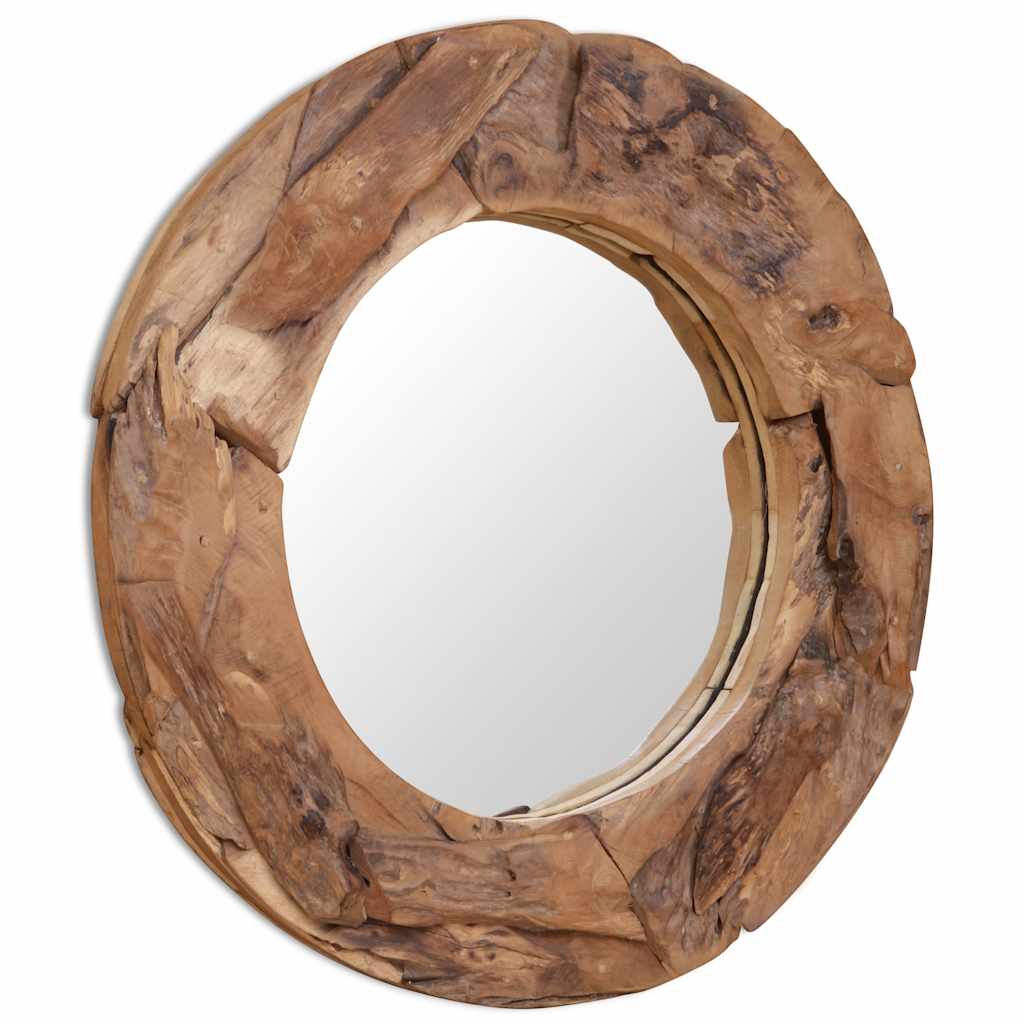 Espejo decorativo de teca 80 cm redondo