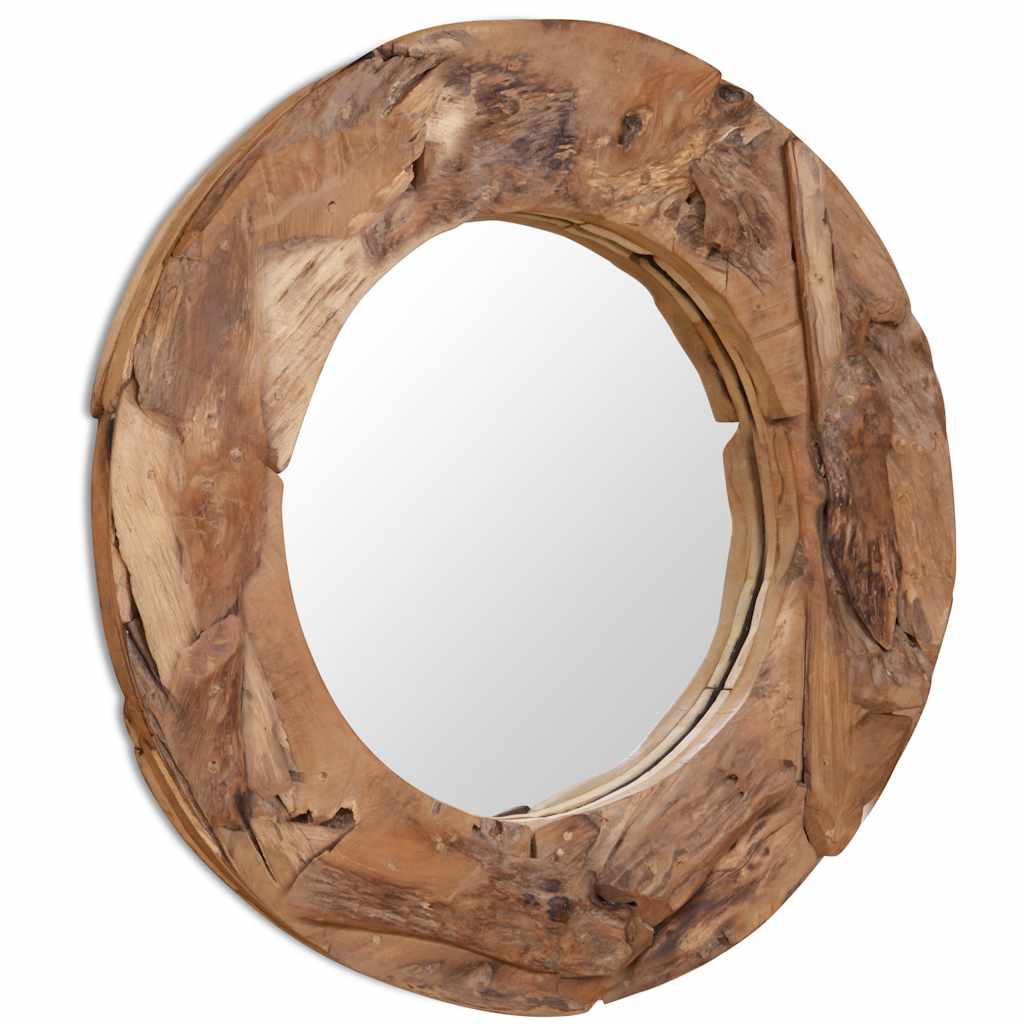 Espejo decorativo de teca 80 cm redondo