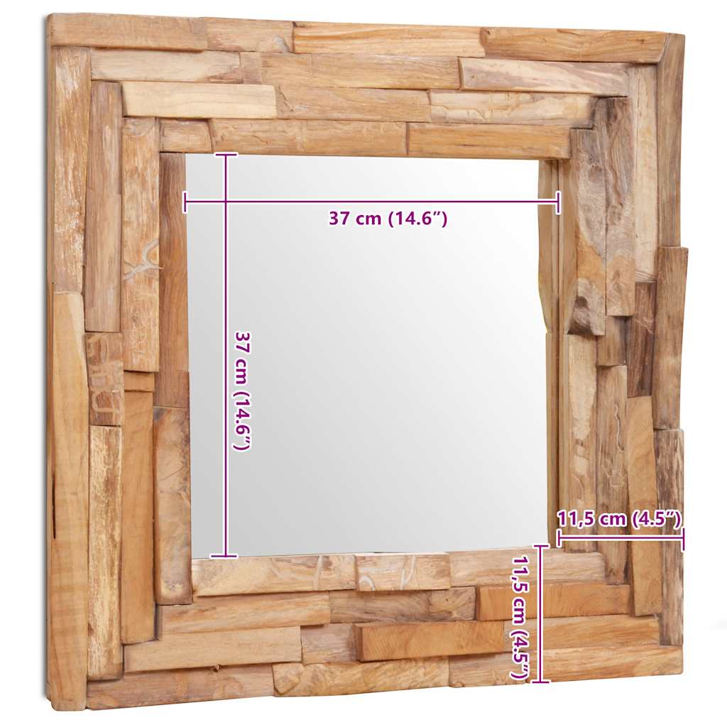 Espejo decorativo cuadrado teca 60x60 cm