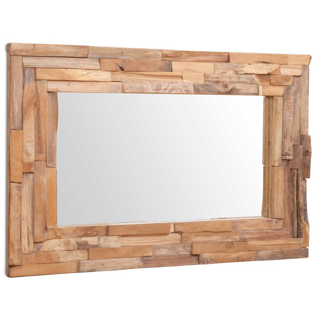 Espejo decorativo rectangular teca 90x60 cm