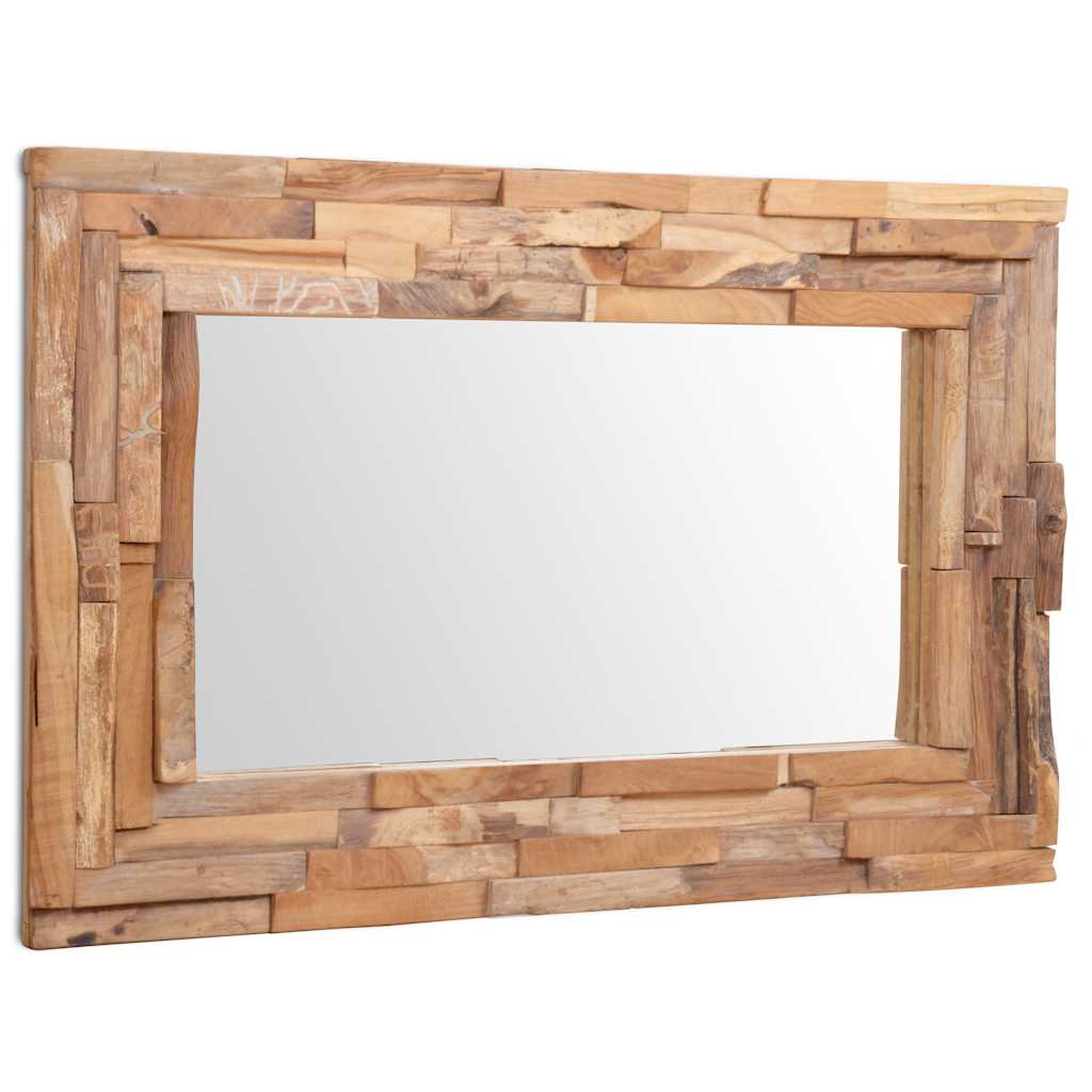 Espejo decorativo rectangular teca 90x60 cm