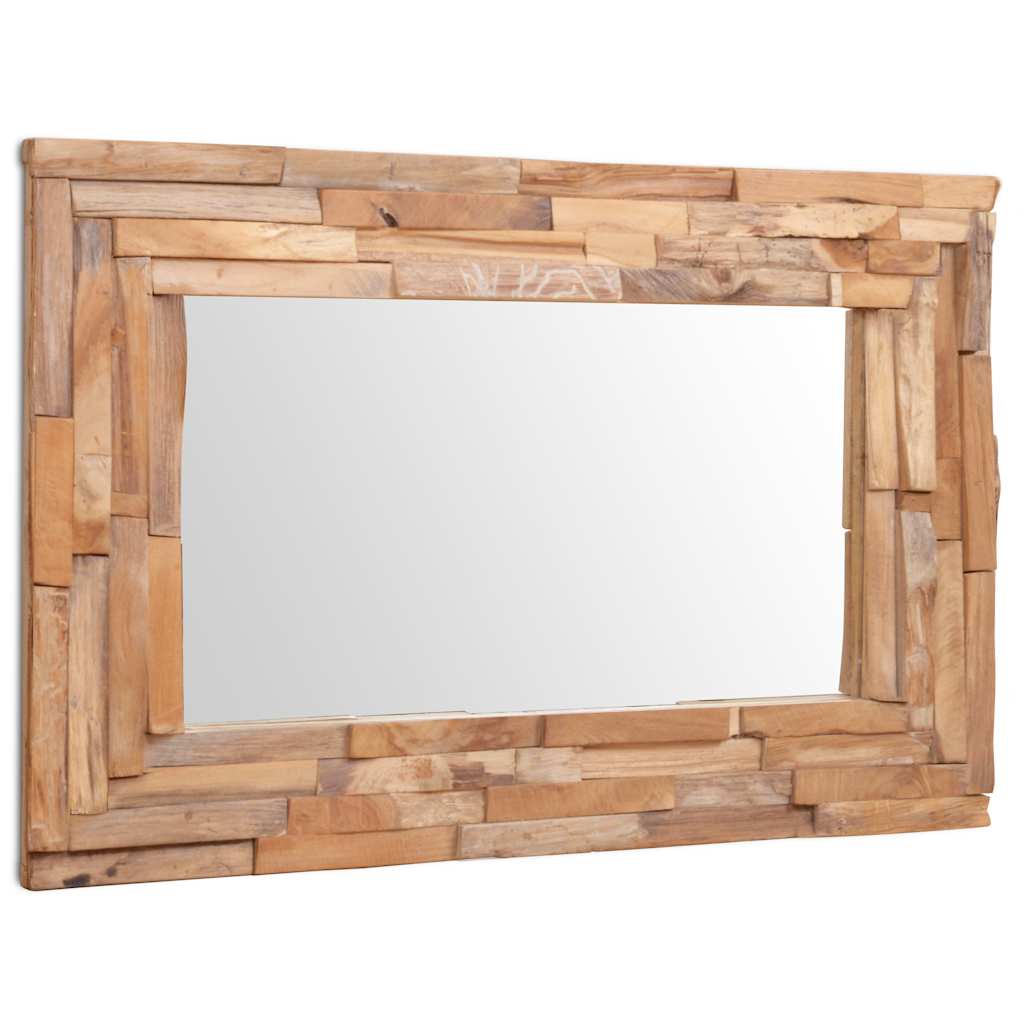 Espejo decorativo rectangular teca 90x60 cm