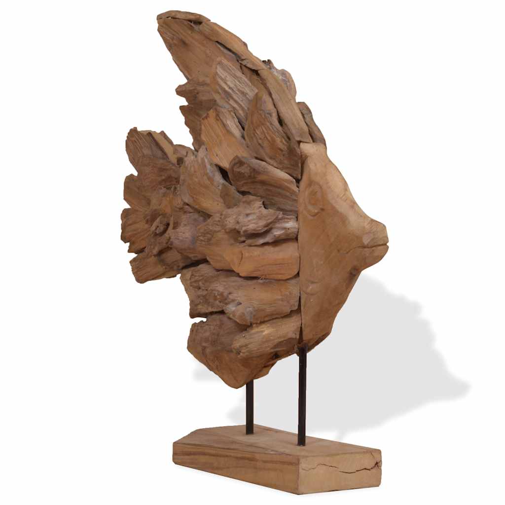 Escultura de pez de teca 40x12x57 cm