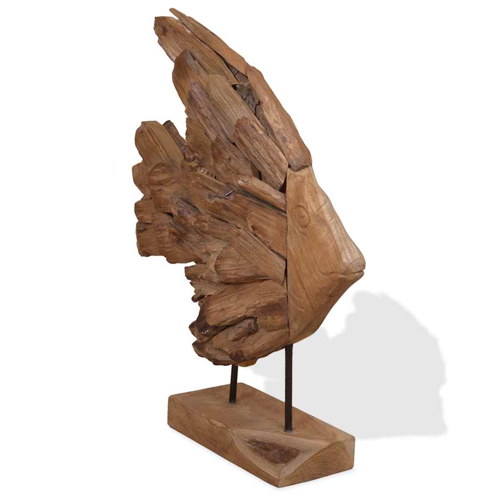 Escultura de pez de teca 40x12x57 cm