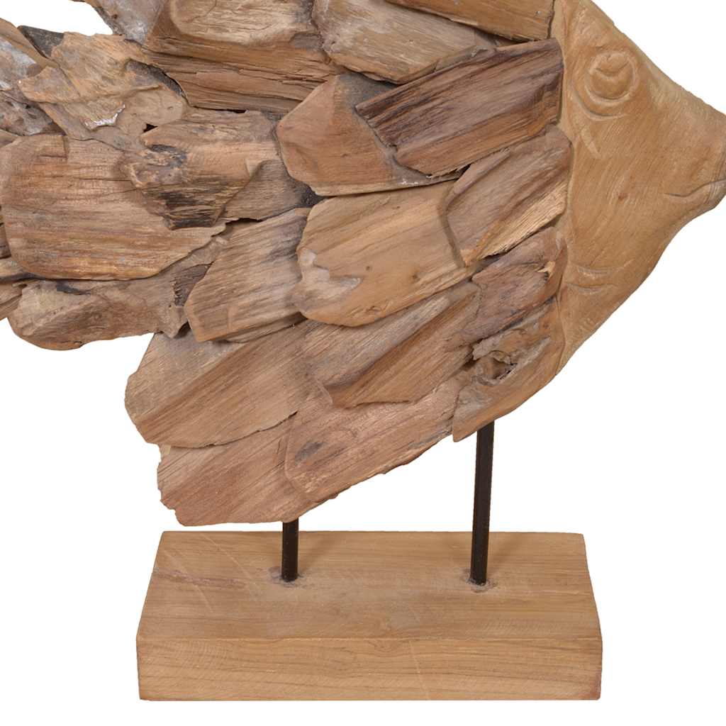 Escultura de pez de teca 40x12x57 cm