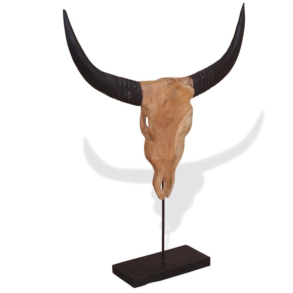 Escultura de calavera de toro de teca 66x15x88 cm