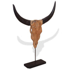 Escultura de calavera de toro de teca 66x15x88 cm