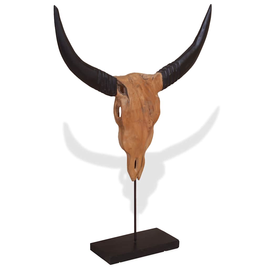 Escultura de calavera de toro de teca 66x15x88 cm