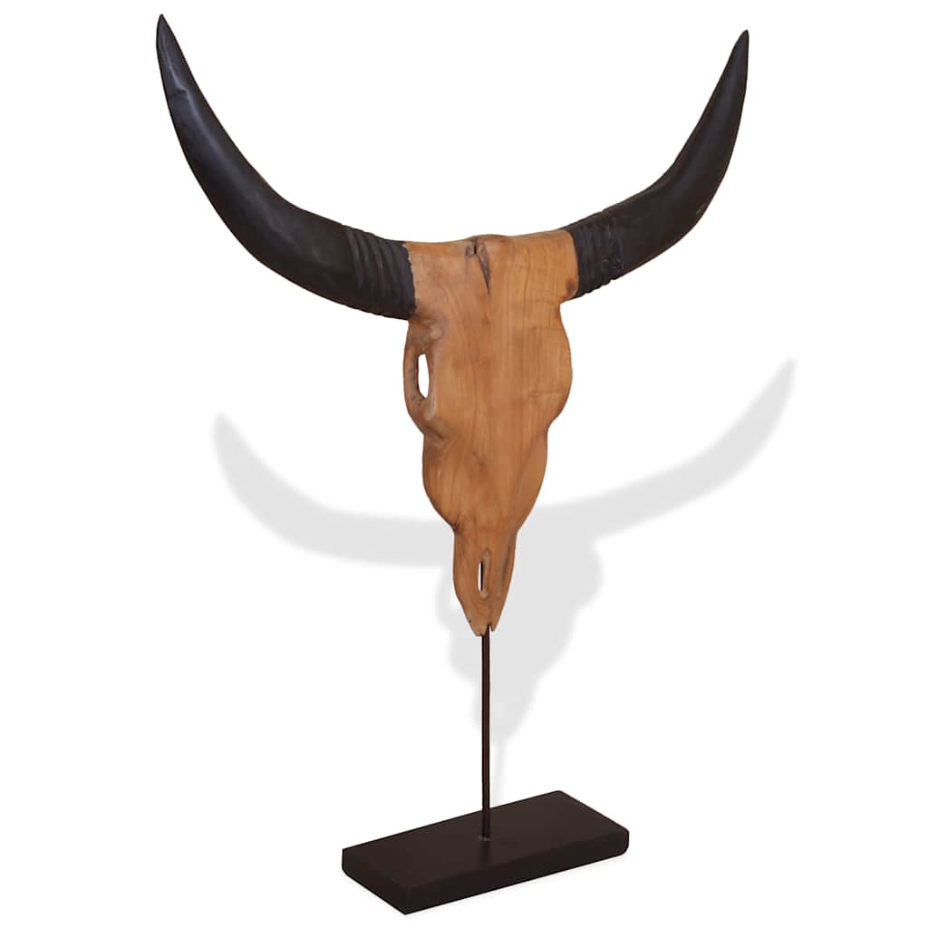 Escultura de calavera de toro de teca 66x15x88 cm