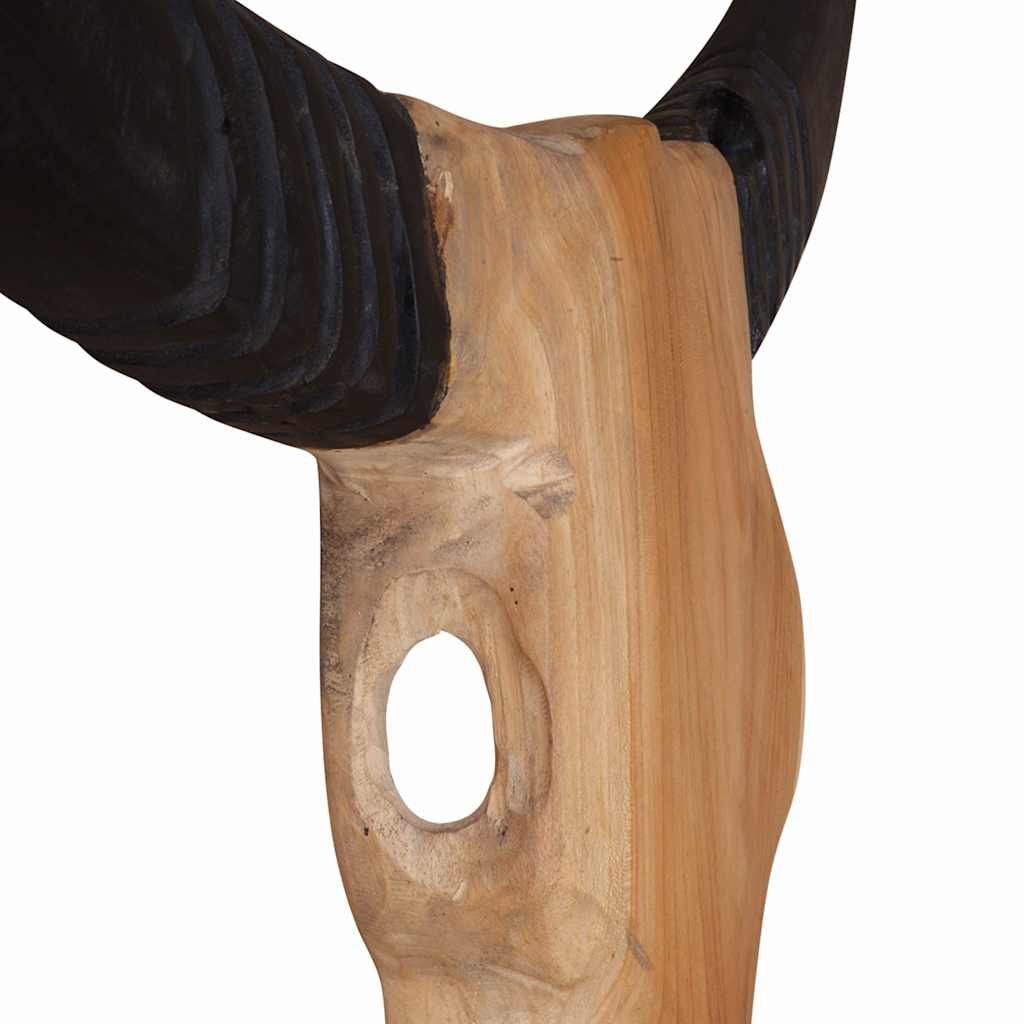 Escultura de calavera de toro de teca 66x15x88 cm