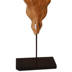 Escultura de calavera de toro de teca 66x15x88 cm