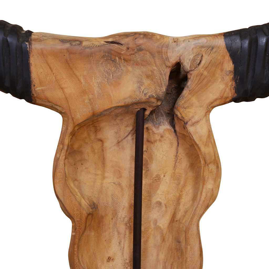 Escultura de calavera de toro de teca 66x15x88 cm