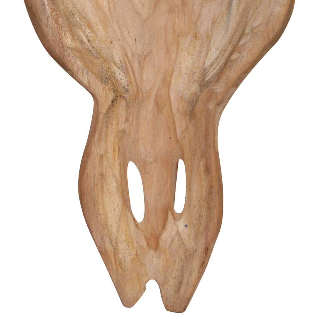 Escultura de cráneo de toro de pared de teca 69x6x60 cm