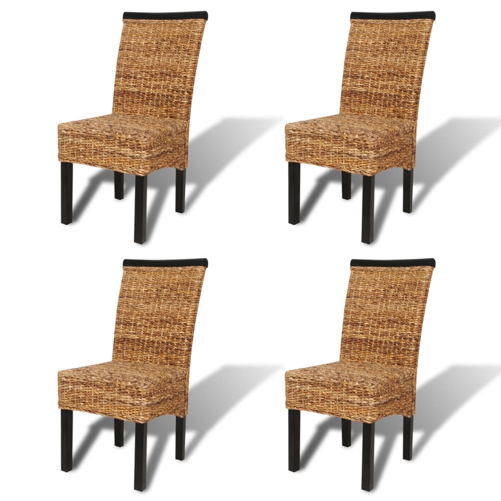 Sillas de comedor 4 uds abacá y mango macizo