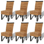 Sillas de comedor 6 unidades madera maciza de mango y abacá