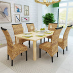 Sillas de comedor 6 unidades madera maciza de mango y abacá